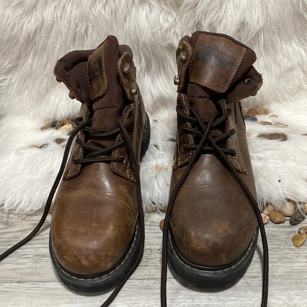 Roebucks Men's Size 7.5 D 6 Inch Steel Toe Brown Leather Work Boots 84704